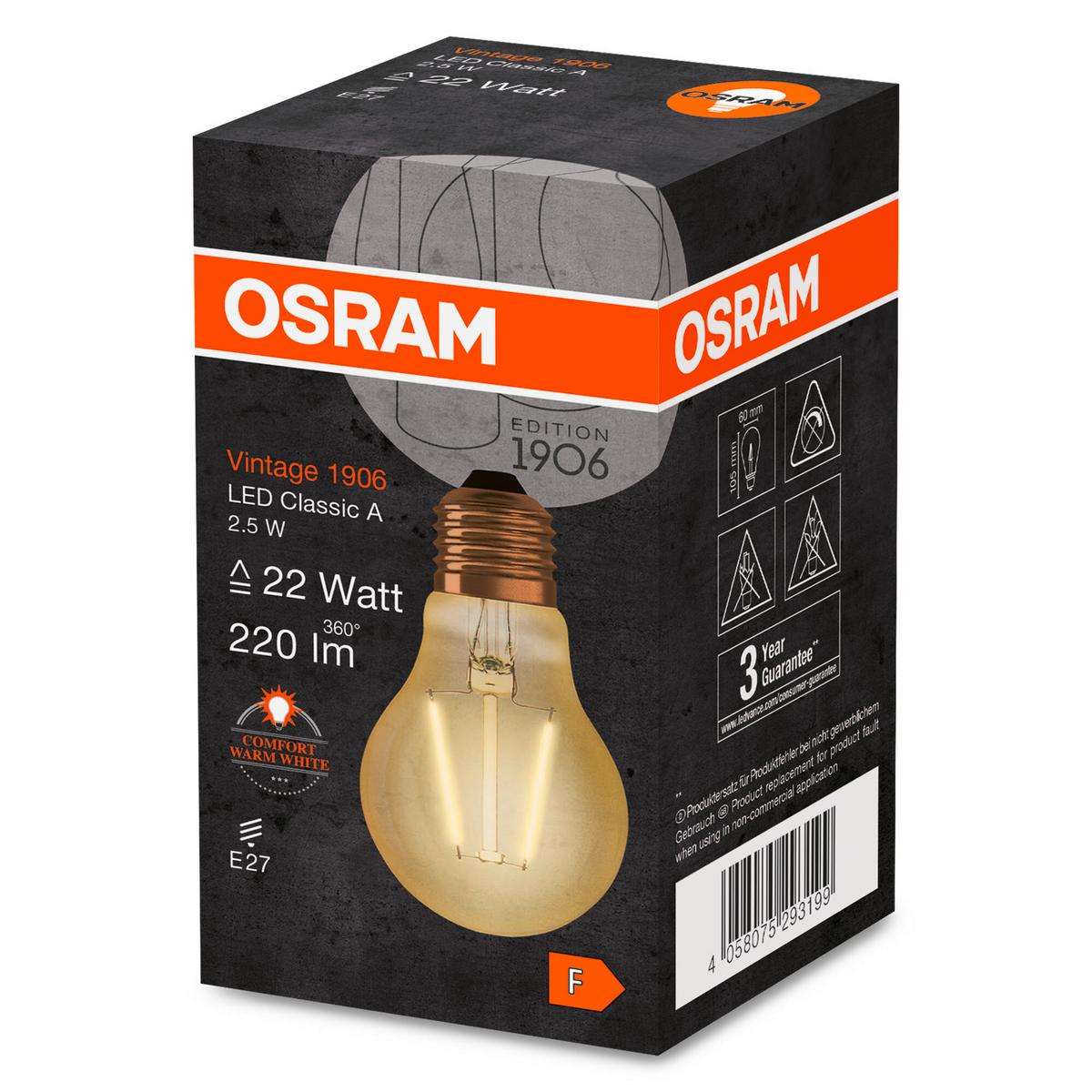 ŻARÓWKA LED VINTAGE1906® - kolor złoty, Basics, szkło (6/10,5cm) - Osram