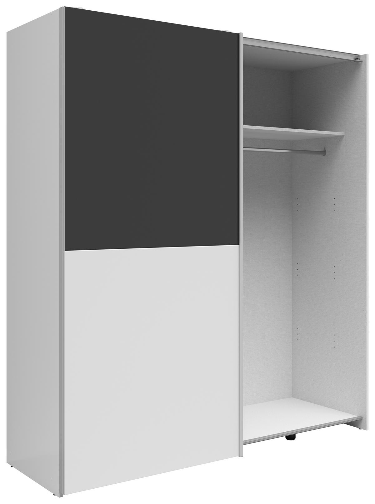 Schwebetürenschrank Time Weiß/Graphitfarben - Silberfarben/Graphitfarben, Holzwerkstoff/Kunststoff (170/191/59cm) - Based