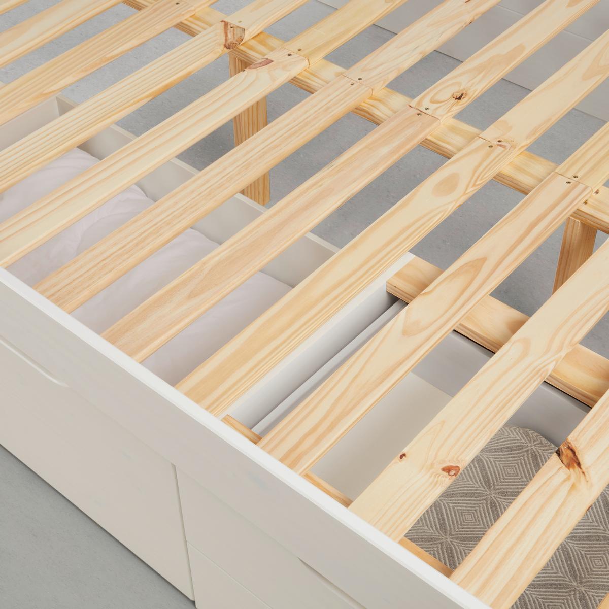 Stauraumbett Efektivo in Weiß ca. 140x200cm - Weiss/Naturfarben, Konventionell, Holz (140/200cm) - Zandiara