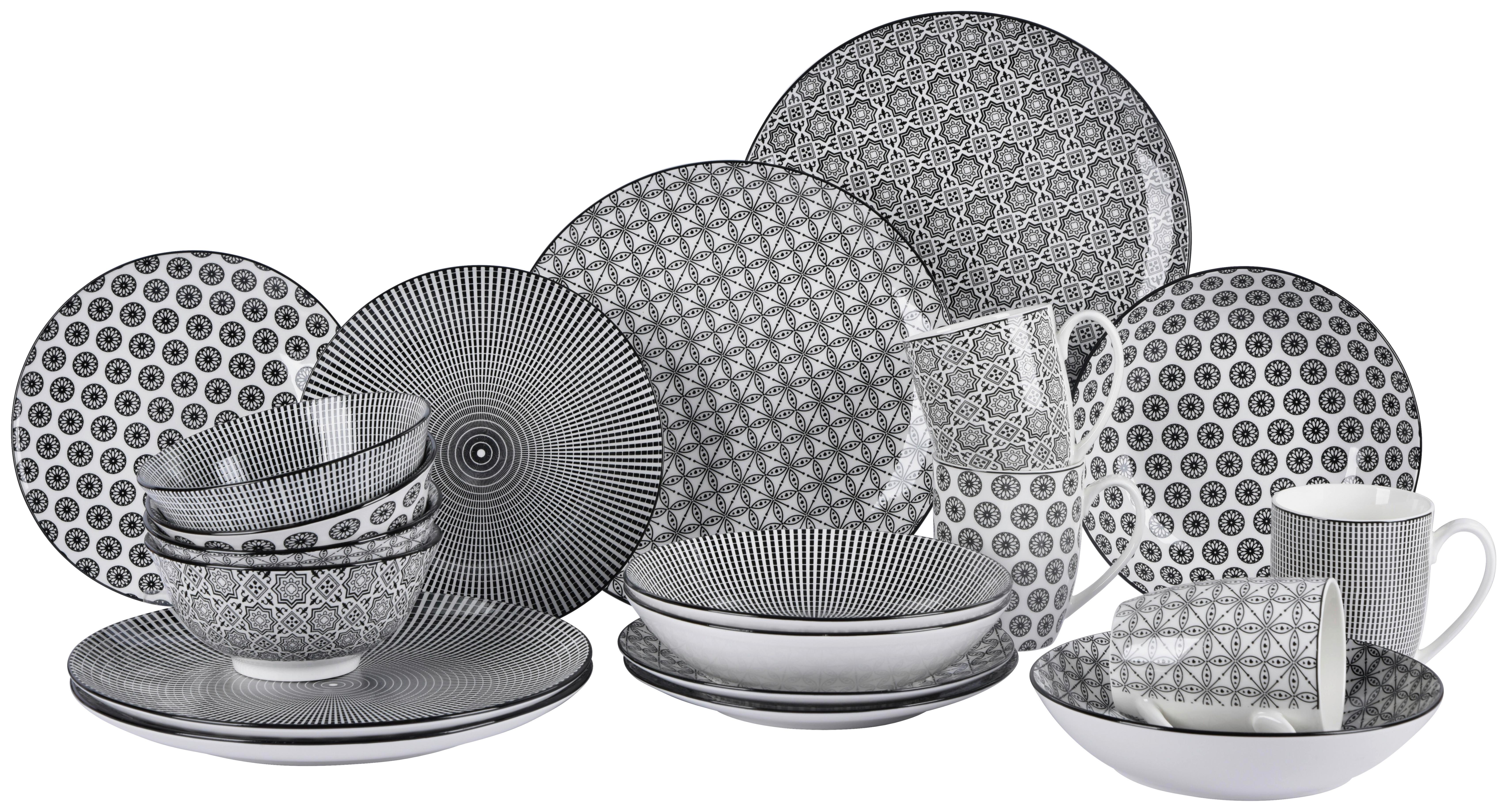 Étkészlet Shiva - fekete/fehér, Lifestyle, kerámia - Premium Living