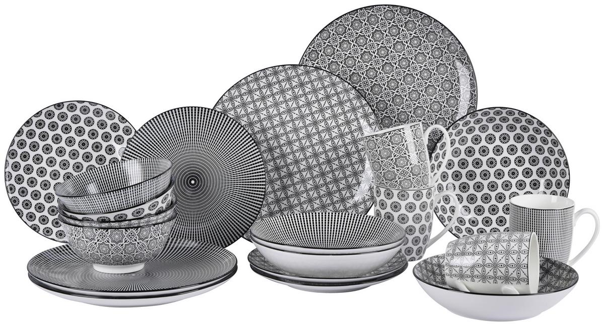 Étkészlet Shiva - fekete/fehér, Lifestyle, kerámia - Premium Living