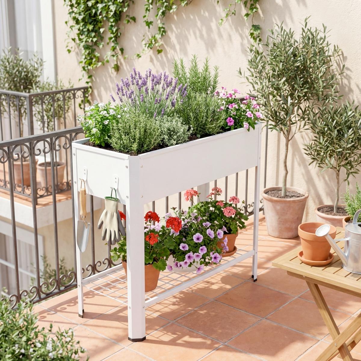 Hochbeet Vcm Hochbeet "balora Xl" - Weiss, Modern, Metall (80/80/35cm)
