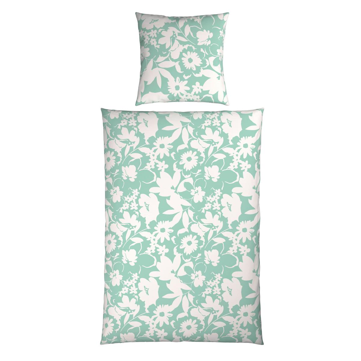 Bettwäsche Floral Mintgrün - Mintgrün, Textil (135/200cm) - Mömax