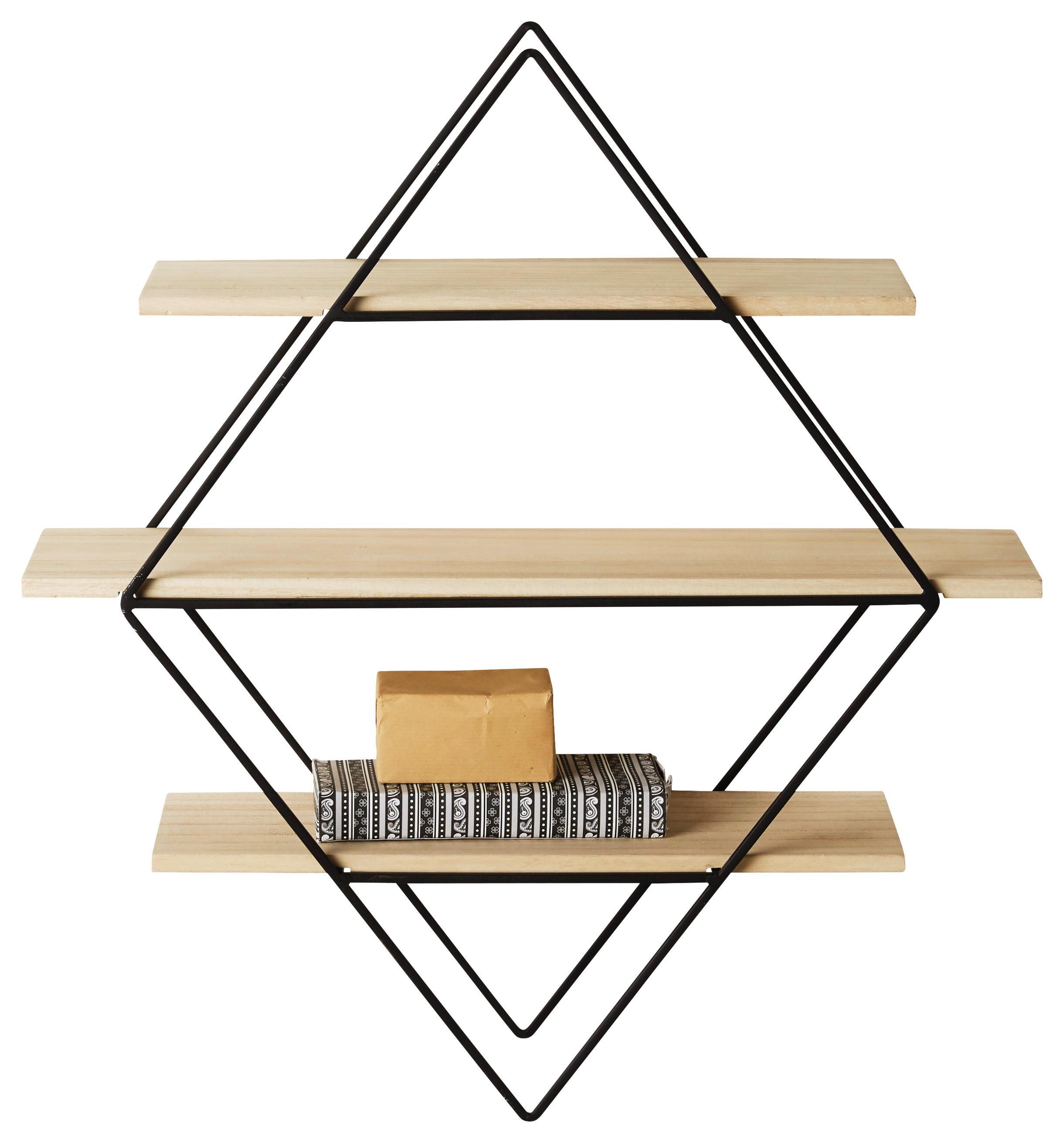 Wandregal Schwarz/Naturfarben - Schwarz/Naturfarben, Modern, Holz/Metall (56/61/15cm) - Modern Living