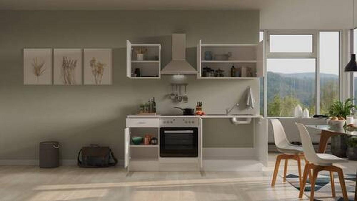 Kuhinjski Blok Z Aparati Wito, Bela - barve nerjavečega jekla/bela, Moderno, umetna masa/leseni material (210cm) - FlexWell
