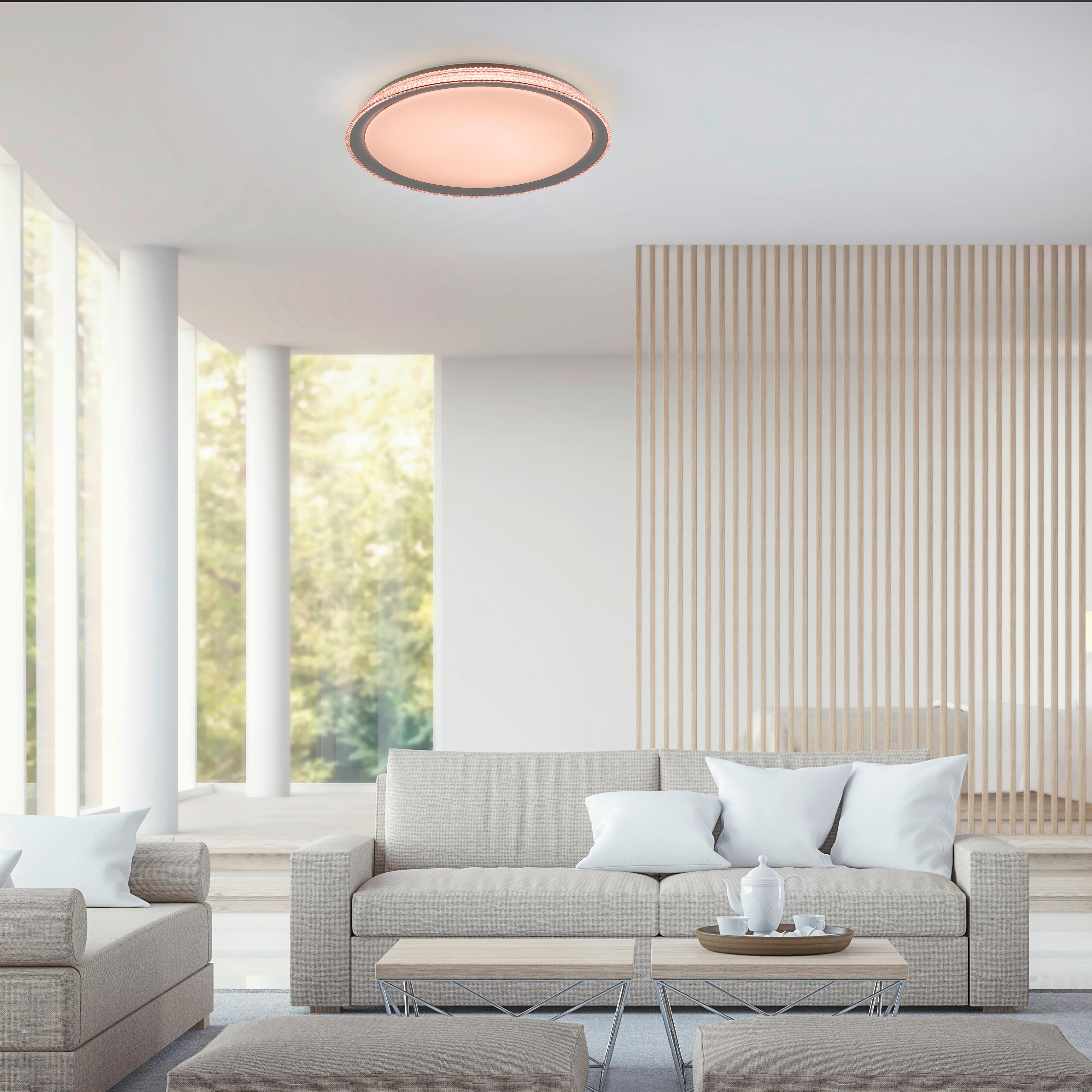 LED-Deckenleuchte Lolasmart Kari max. 40 Watt - Silberfarben/Weiß, Design, Kunststoff/Metall (51/51/9cm)