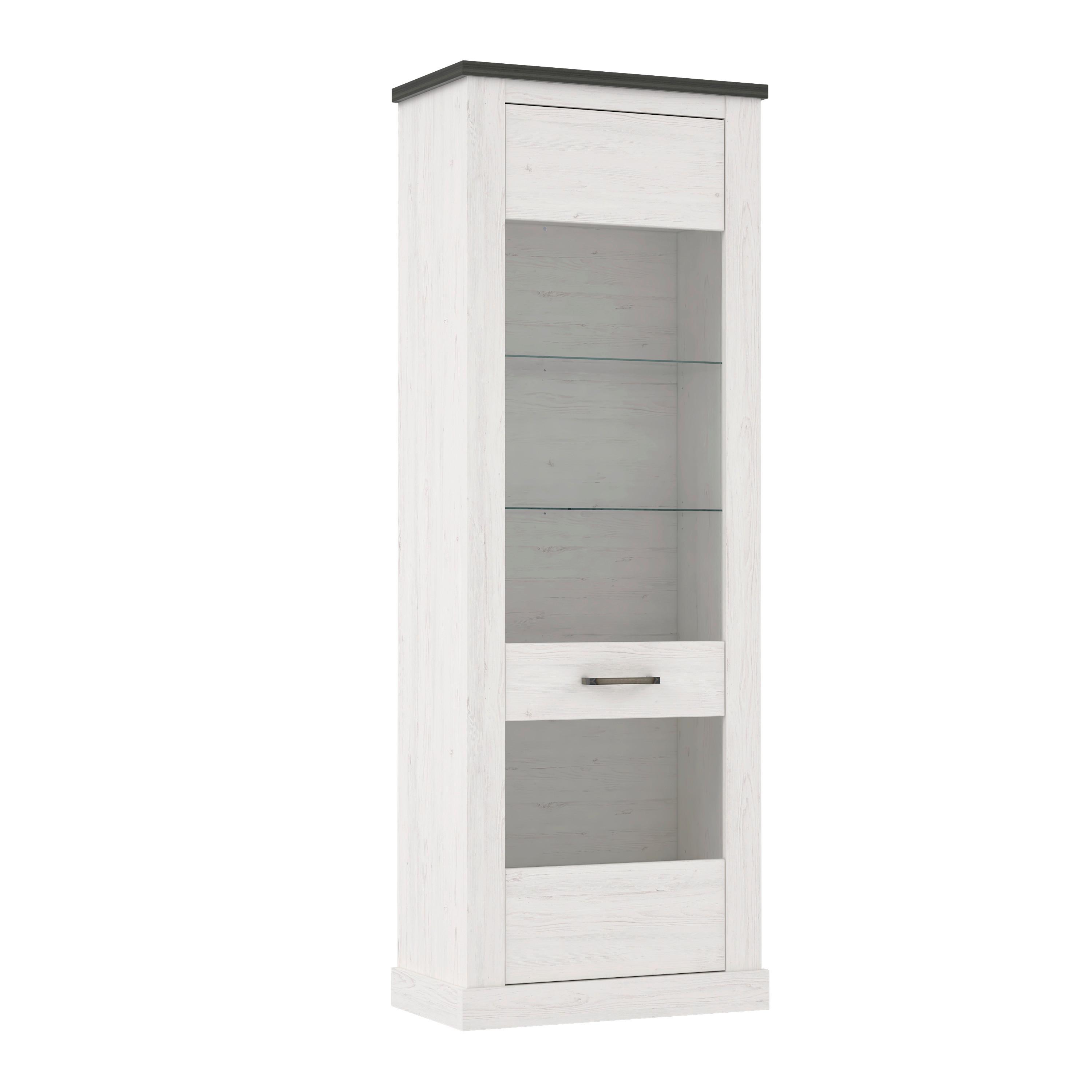 Vitrina Montreal - bijela/boje pinije, Konvencionalno, staklo/drvni materijal (76/211,4/41,4cm) - Premium Living