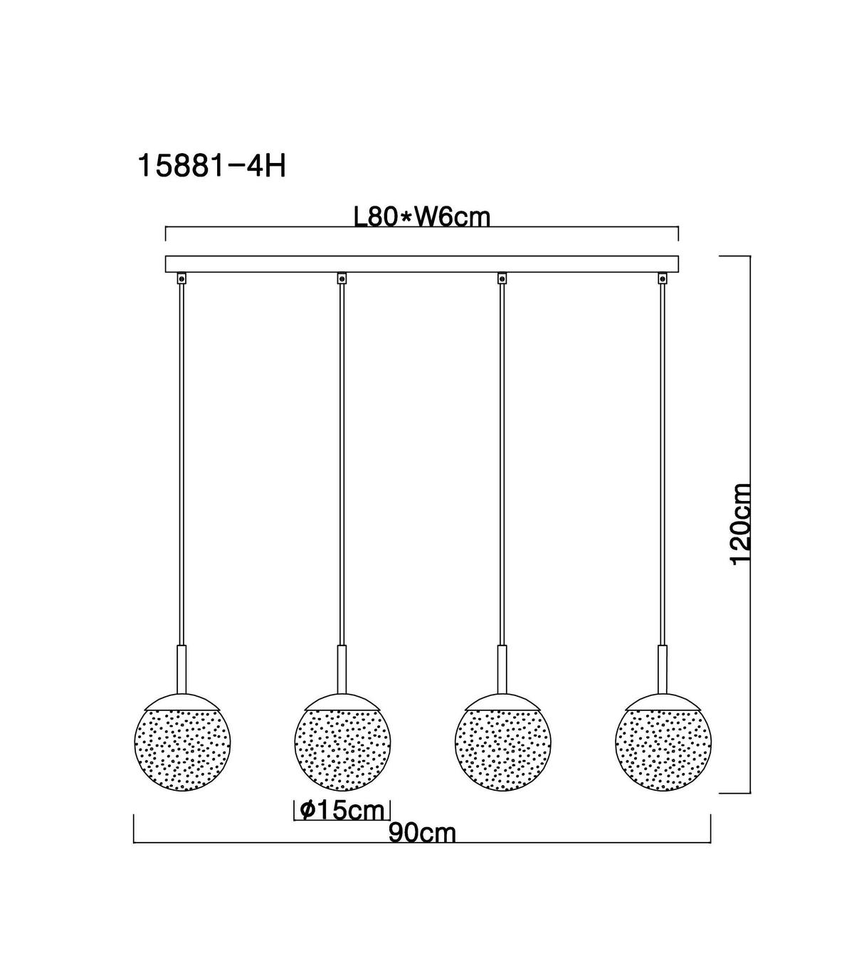 LAMPA WISZĄCA 15881-4H - czarny, Design, metal/szkło (90/15/120cm) - Globo
