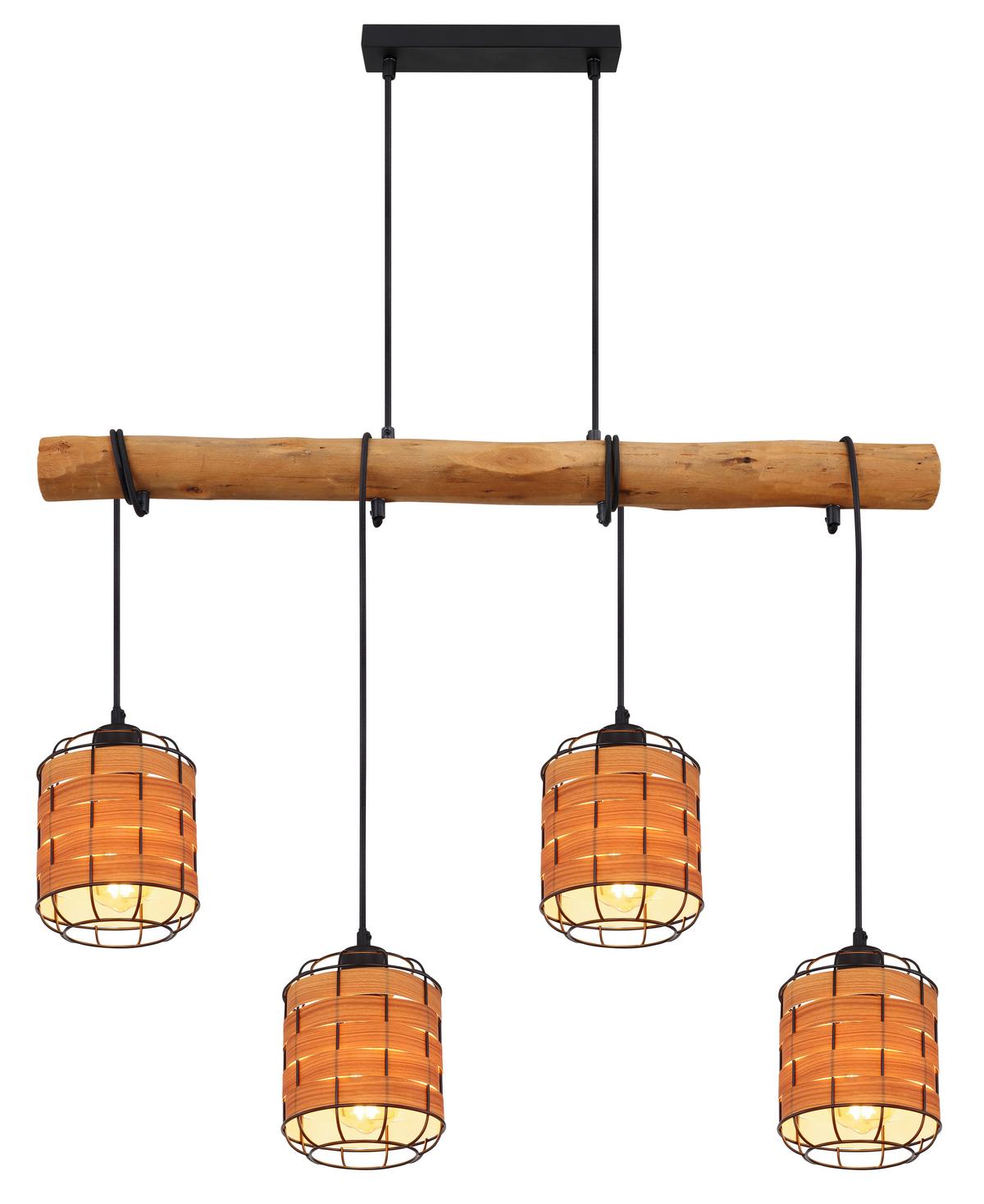Hängeleuchte Elmar in Schwarz/Braun max. 40 Watt - Schwarz/Braun, KONVENTIONELL, Kunststoff/Metall (85/15/140cm) - Globo
