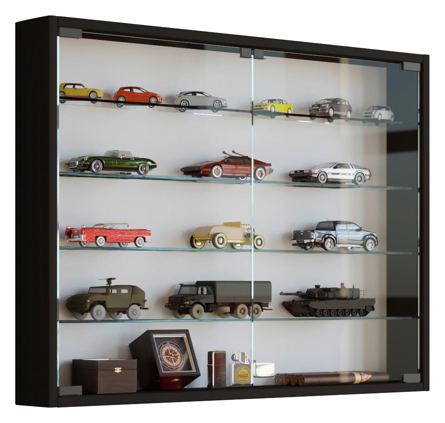 Hängevitrine in Schwarz Mandosa L - Transparent/Schwarz, KONVENTIONELL, Glas/Holzwerkstoff (80/60/10cm) - MID.YOU