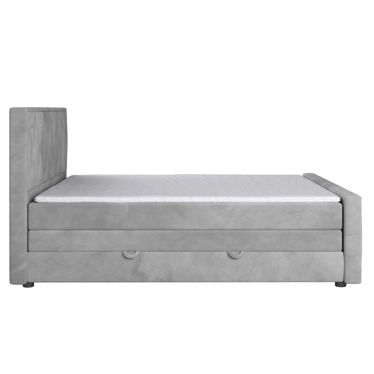 Boxspringbett Porto ca. 180x200 cm Hellgrau - Hellgrau/Schwarz, MODERN, Karton/Holzwerkstoff (180/200cm) - MID.YOU