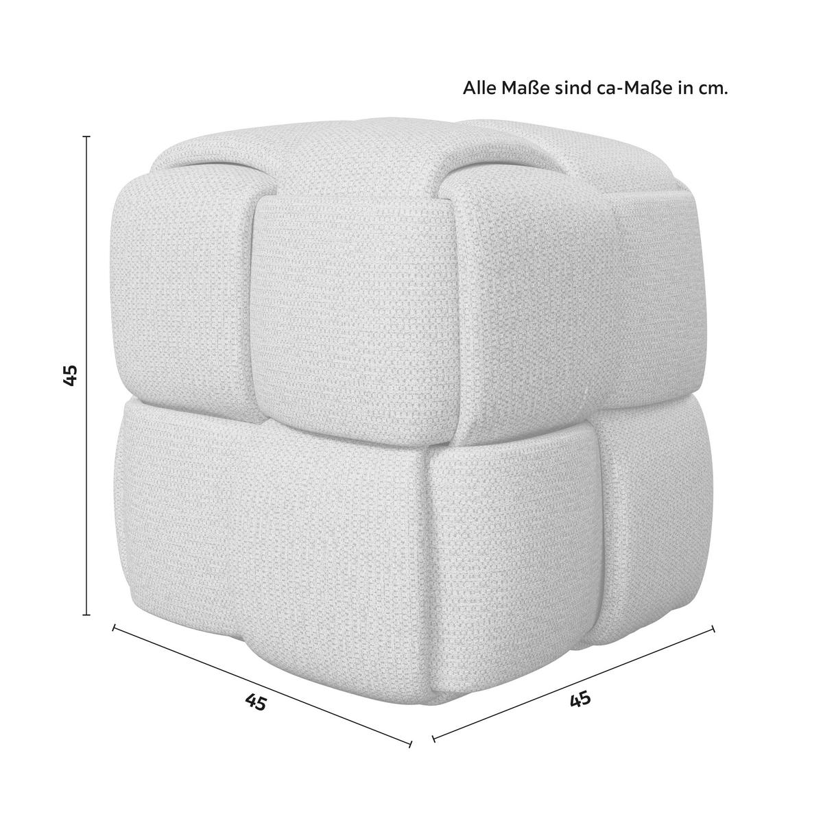 Hocker Ella Grau Bouclé - Schwarz/Grau, MODERN, Holz/Kunststoff (45/45/45cm) - Bessagi Home