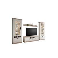 Wohnwand Florenz Pinienfarben/Hellbraun - Hellbraun/Eichefarben, Design, Holzwerkstoff/Metall (320/201/44cm) - MID.YOU