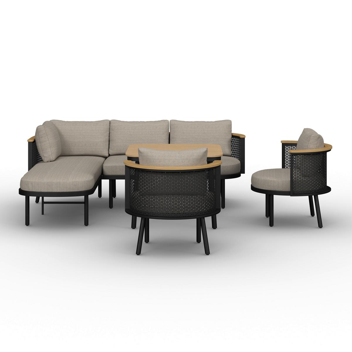 Dining-Loungeset Lissa Beige Outdoorstoff/Metall/Polywood - Dunkelgrau/Beige, MODERN, Kunststoff/Textil - Bessagi Garden