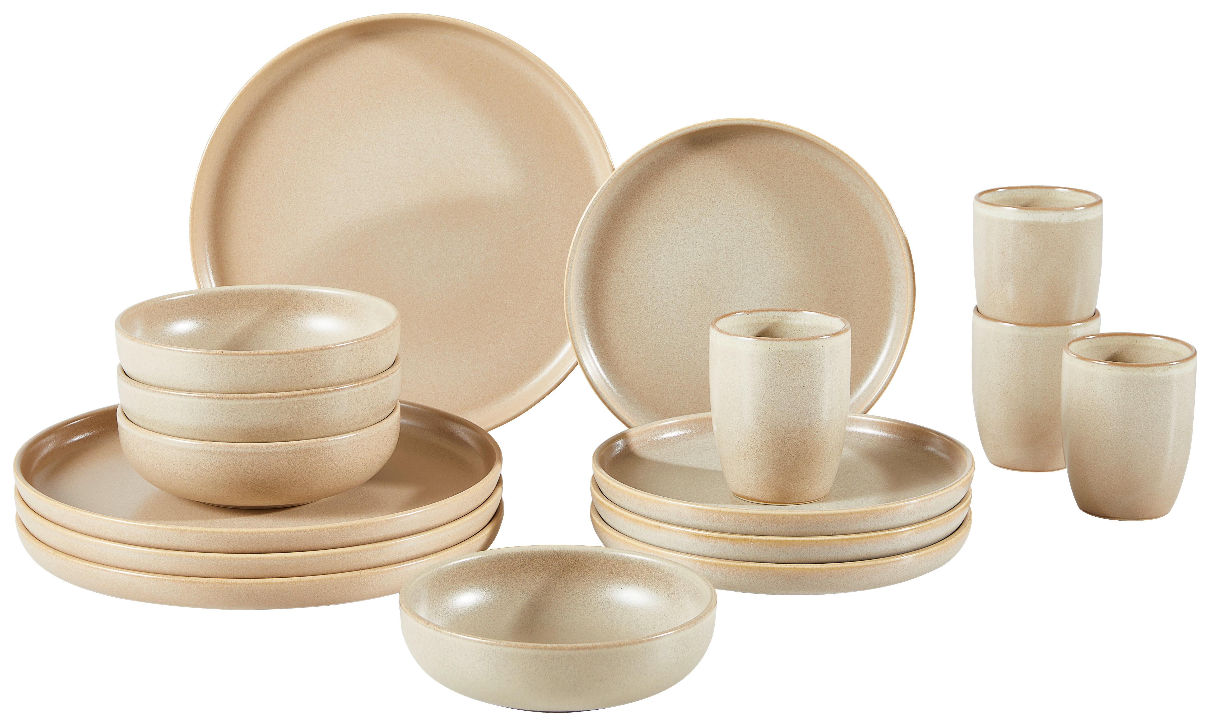 SERWIS OBIADOWO-ŚNIADANIOWY UNO SAND - piaskowy, Trend, ceramika (40,5/37/49,5cm) - Creatable