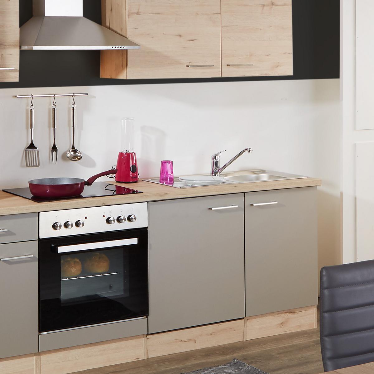 Kuhinjski Blok Brez Aparatov Riva, Barva Šampanjca, Hrast - barve šampanjca/barve hrasta, Moderno, leseni material (270cm) - FlexWell