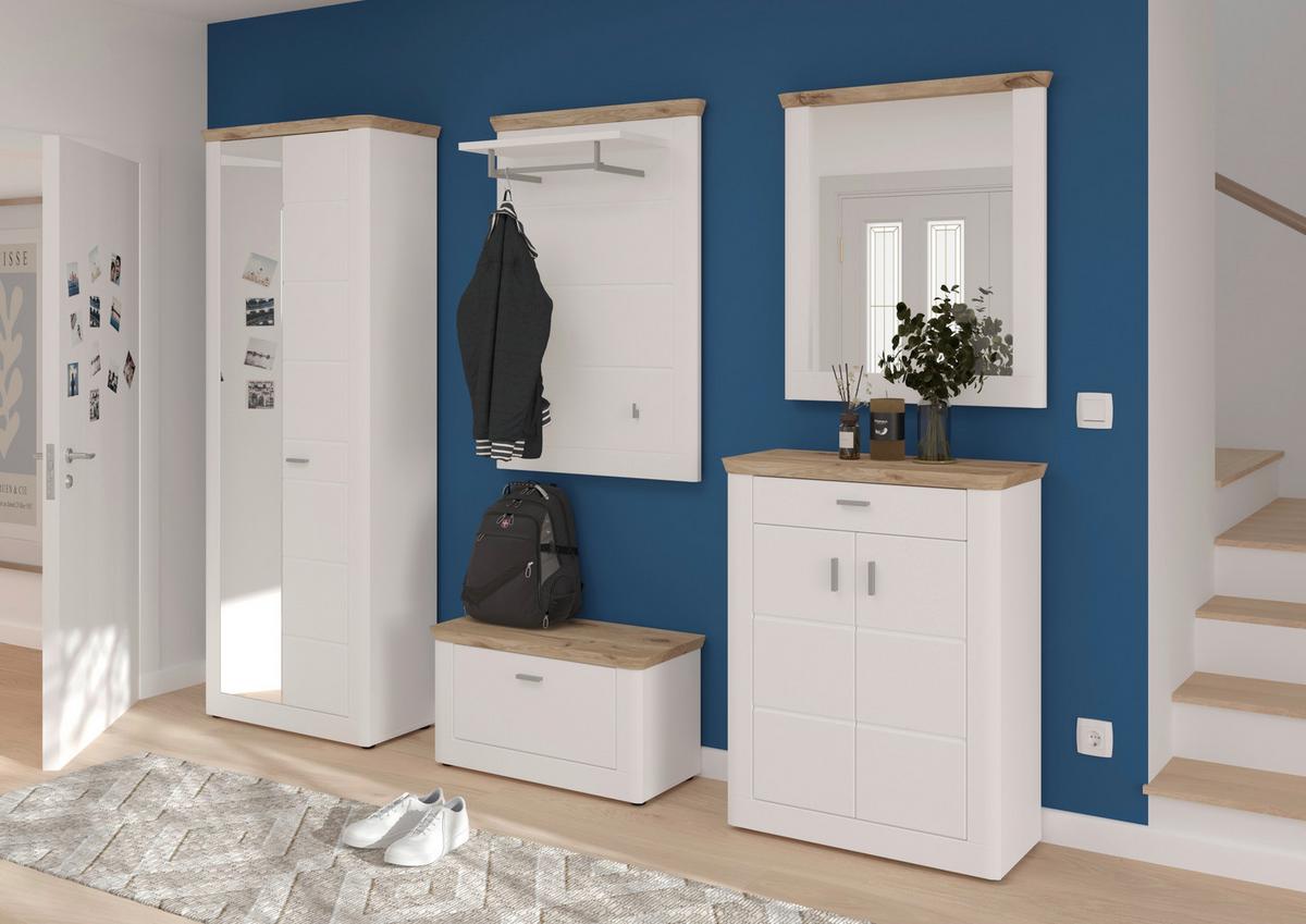 Garderobenbank Michigan ca. 79x44 cm Weiß/Eiche - Weiß, LIFESTYLE, Holzwerkstoff/Kunststoff (79/44/37cm) - MID.YOU
