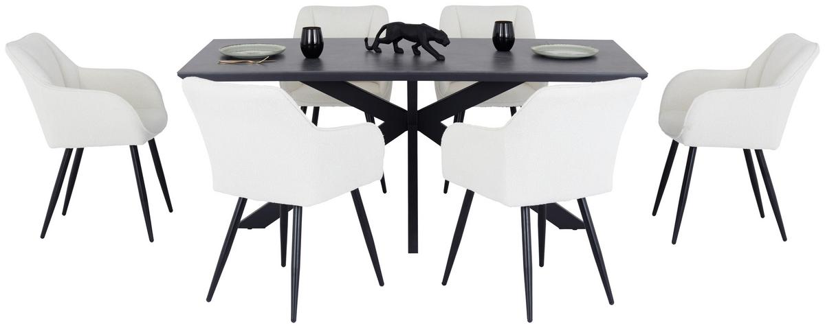 Jedilna Miza Steve, Črna, Keramična Plošča, 180x90 - črna, Moderno, kovina/leseni material (180/76/90cm)