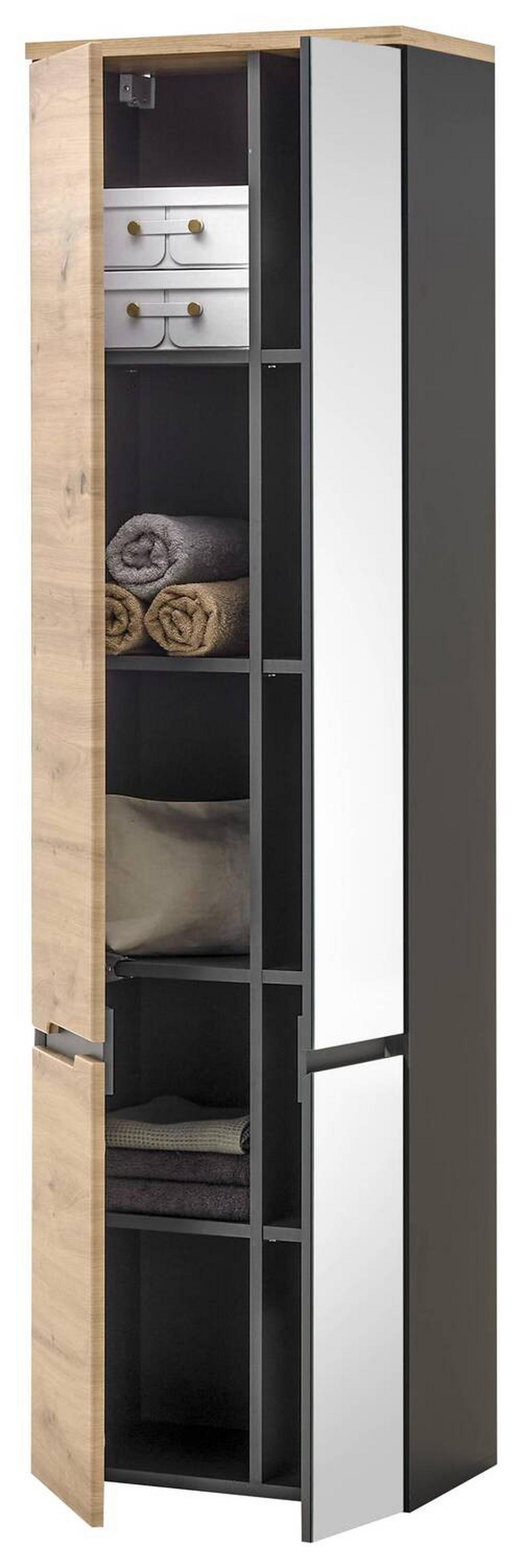 Faliszekrény Memphis - Artisan tölgy/szürke, Modern, faalapú anyag/üveg (50/176/31cm) - Mömax