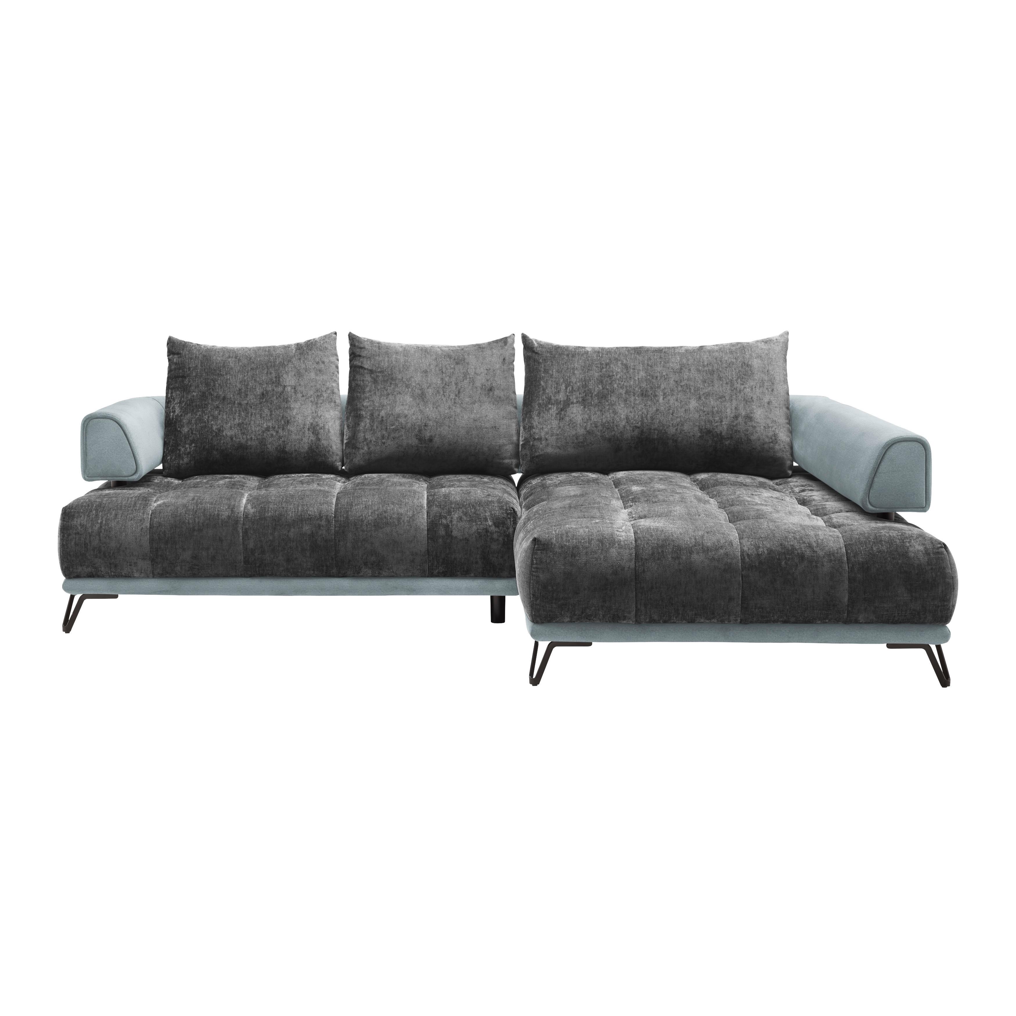 Ecksofa Morgan Silberfarben - Dunkelgrau/Silberfarben, MODERN, Textil/Metall (262/184cm) - Mömax