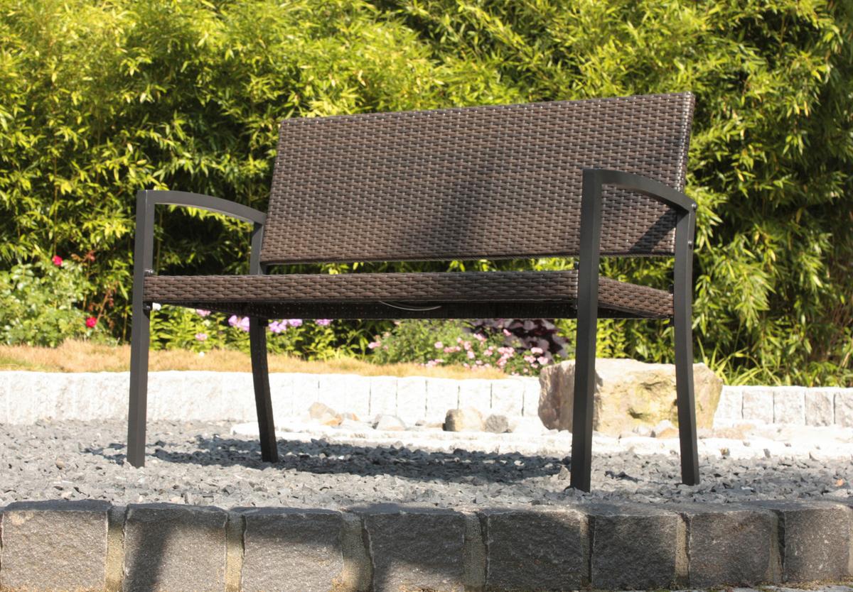Sitzbank mit Lehne Braun/ Schwarz L: 116 cm - Schwarz/Braun, Basics, Kunststoff/Metall (116/60/87cm) - Gardenson