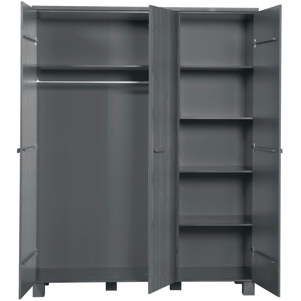 Garderobenschrank Dennis Dunkelgrau - Dunkelgrau, Design, Holz (158/202/55cm) - Livetastic