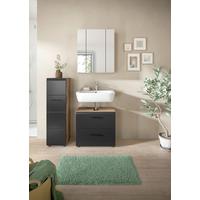 Kopalnica Ice, Črna, Barva Hrasta, 3-Delna - črna/temni hrast, Basics, umetna masa/leseni material (90cm) - MID.YOU