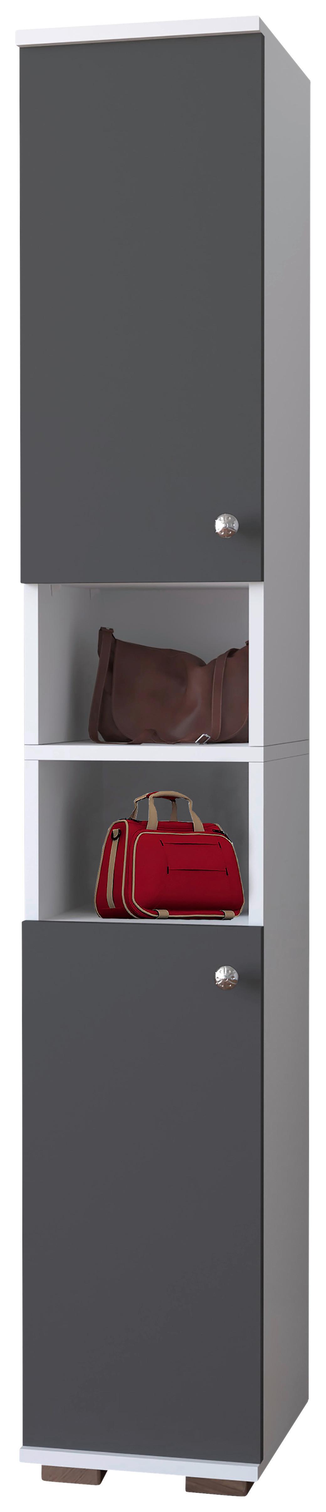 Schuhschrank GADOS Anthrazit ca. 30x178x33 cm - Anthrazit/Alufarben, MODERN, Holzwerkstoff/Metall (30/178/33cm) - MID.YOU