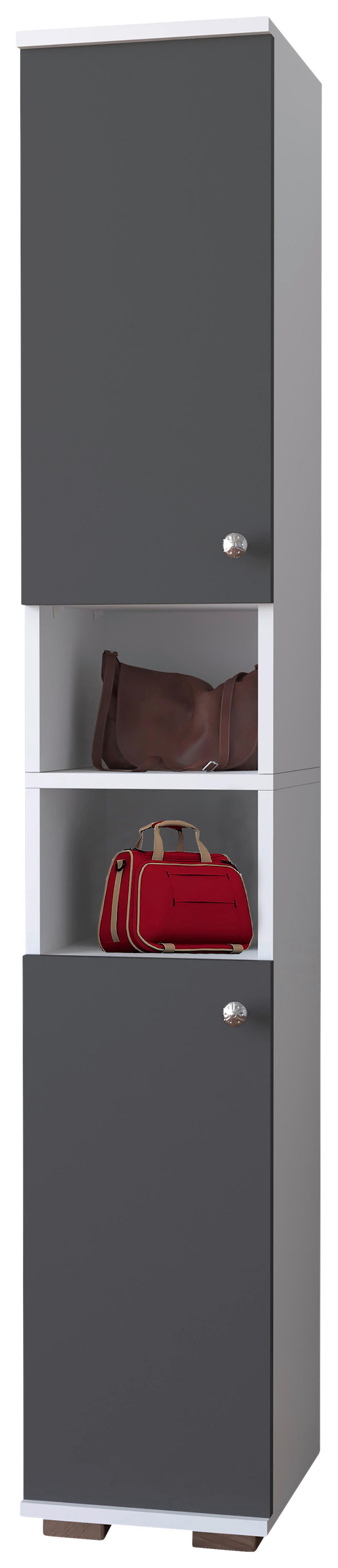 Schuhschrank GADOS Anthrazit ca. 30x178x33 cm - Anthrazit/Alufarben, MODERN, Holzwerkstoff/Metall (30/178/33cm) - MID.YOU