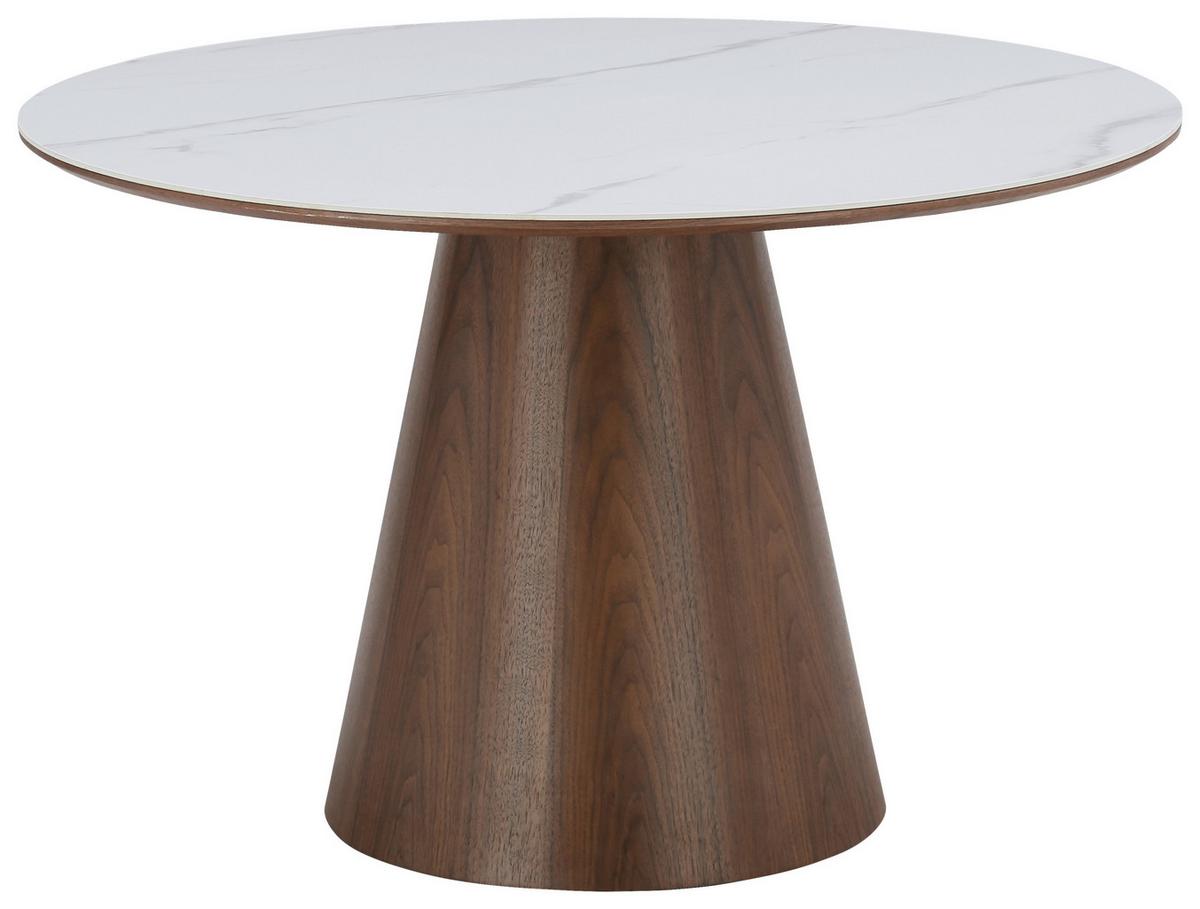 Jedilna Miza Aiden, Bela, Barva Oreha, Ø 120cm - barva oreha/bela, Moderno, leseni material/les (120/75cm) - MID.YOU