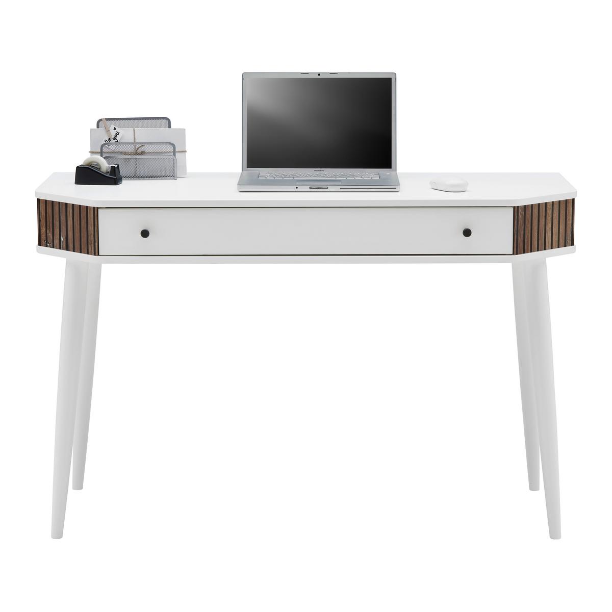 Schreibtisch Capri in Weiß/Eichefarben - Eichefarben/Schwarz, MODERN, Holz/Holzwerkstoff (120/76/50cm) - Mömax