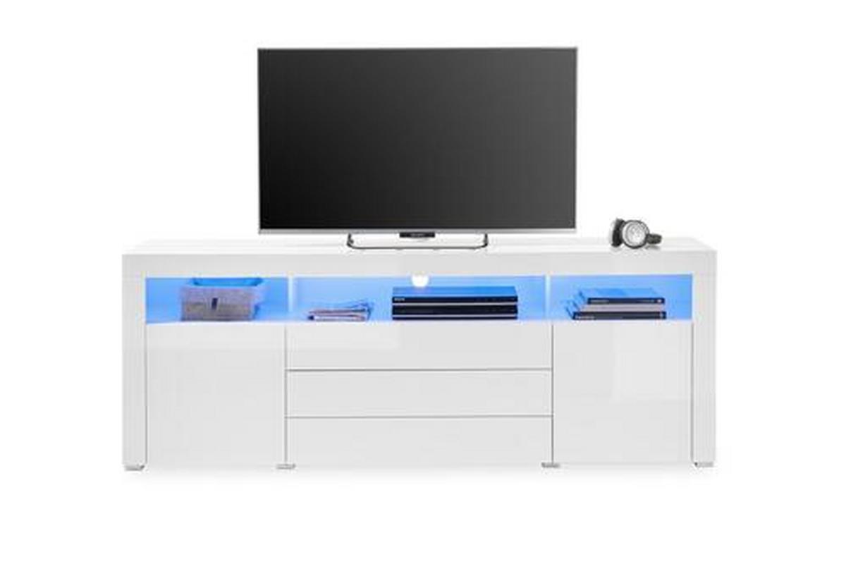 Komoda Goal, Bela, Led - bela/barve aluminija, Moderno, leseni material (200/74/44cm) - Modern Living