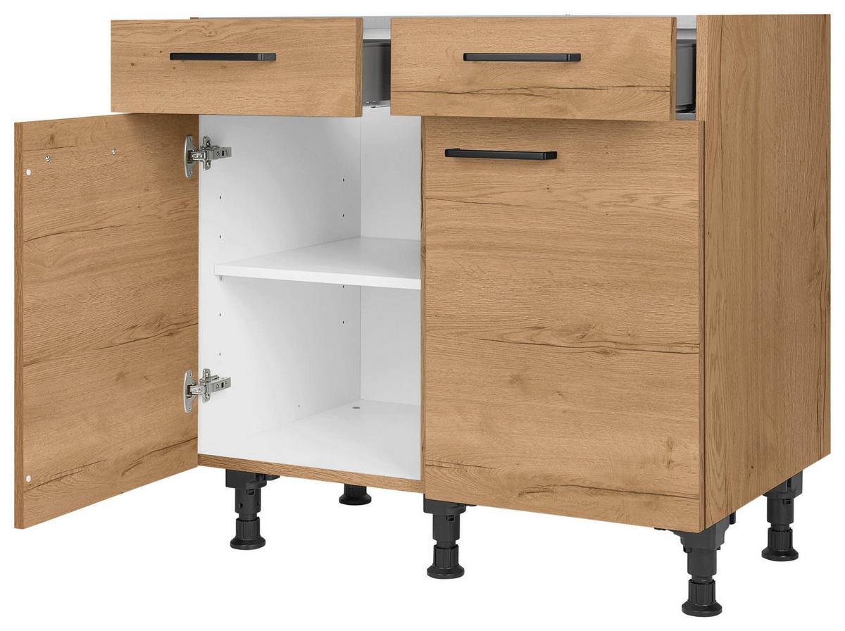 Schubkastenunterschrank Structura Eiche - Eichefarben/Schwarz, MODERN, Holzwerkstoff/Metall (90/87/56cm) - Nobilia