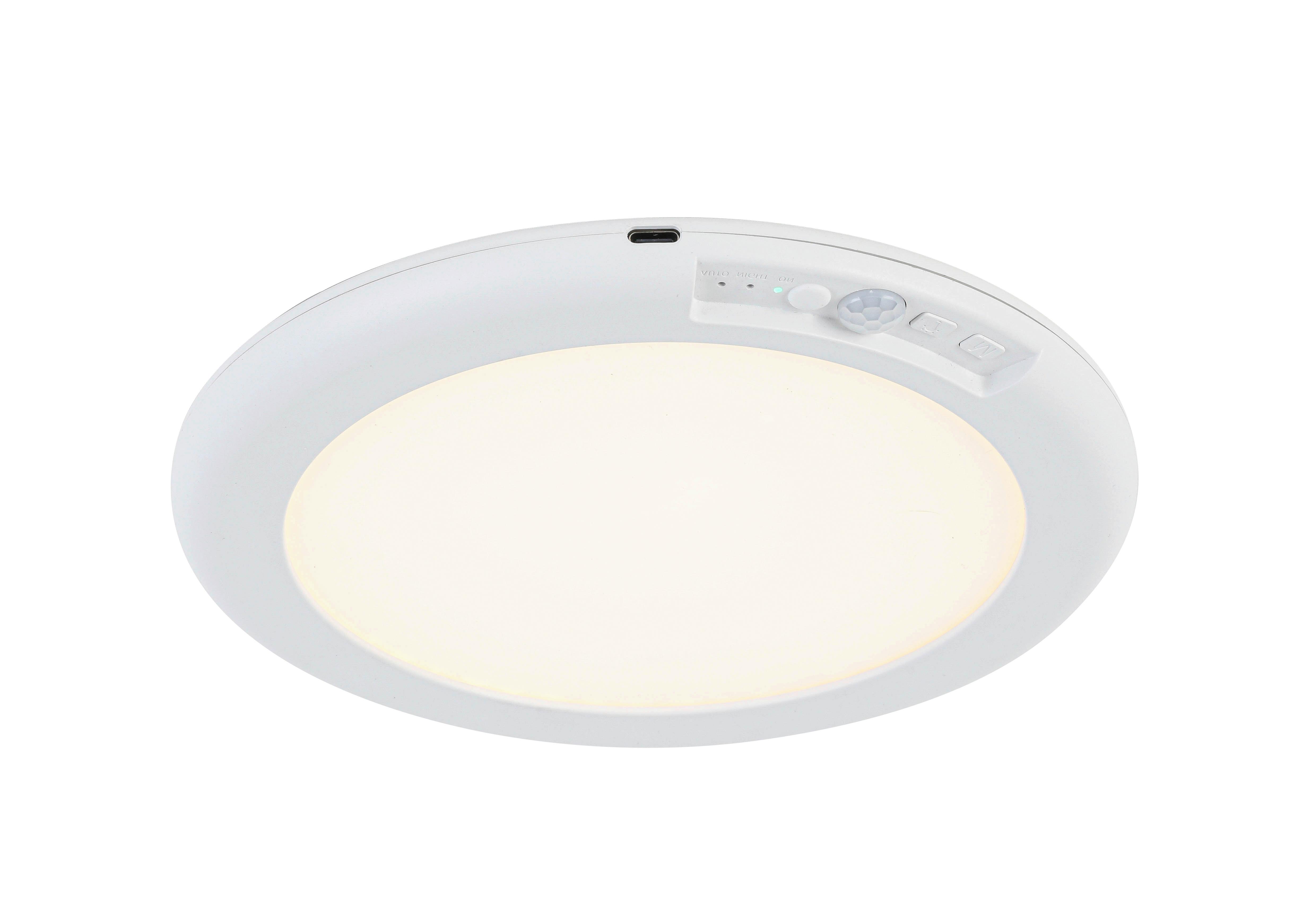 TAKLAMPA BATTERI - vit, Modern, metall/plast (19/1,5cm) - Mömax