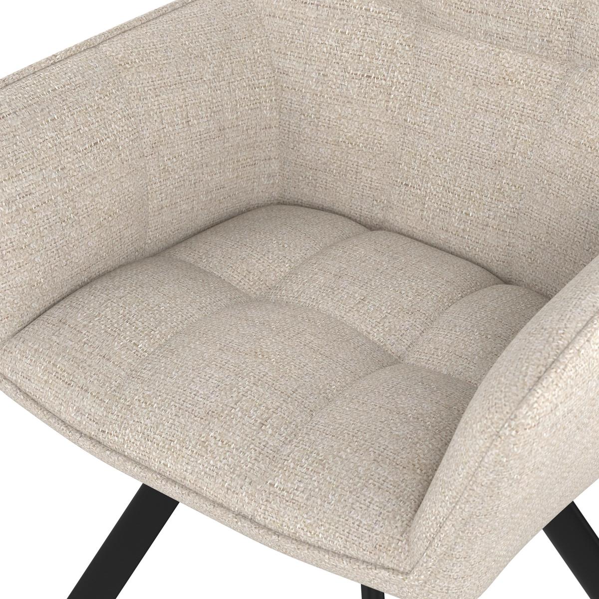 Naslanjač Romy, Krem - črna/krem barve, Moderno, kovina/tekstil (63/84,5/62cm)