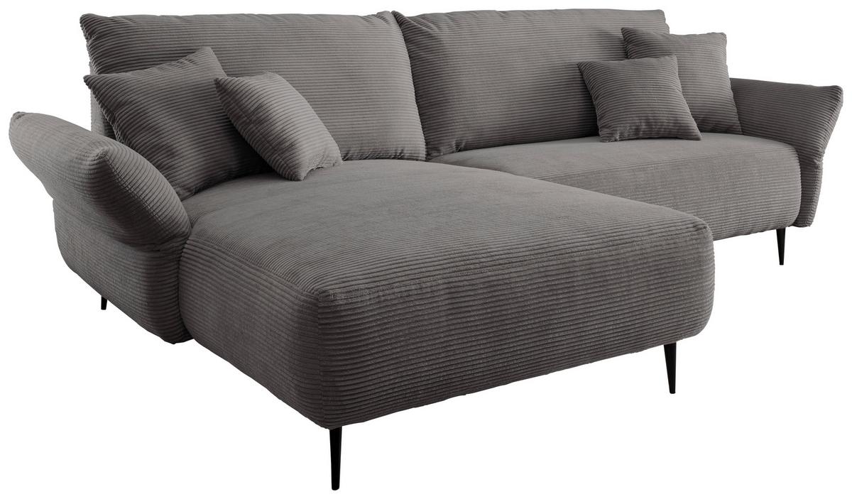 Sedežna Garnitura Vanilla, Siva - siva/črna, Design, kovina/tekstil (178/264-302cm) - Modern Living