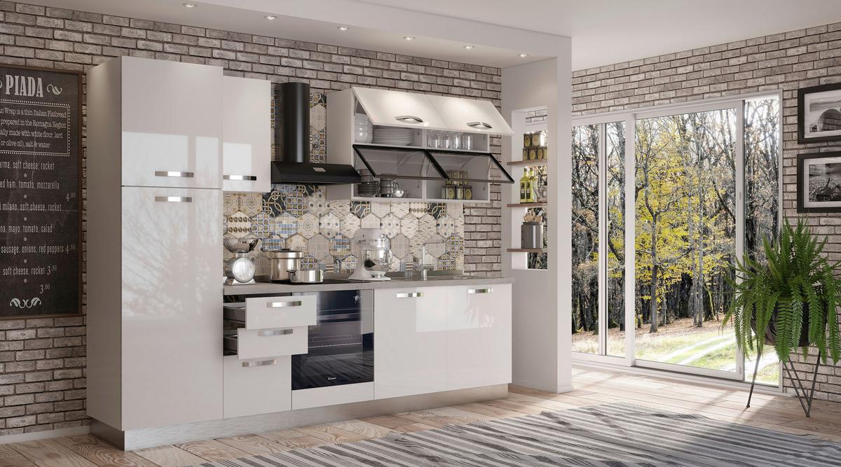 Blok Kuhinja S Aparatima Vania - bijela/bijela visoki sjaj, Konvencionalno, drvni materijal/metal (285/216/60cm) - Mömax