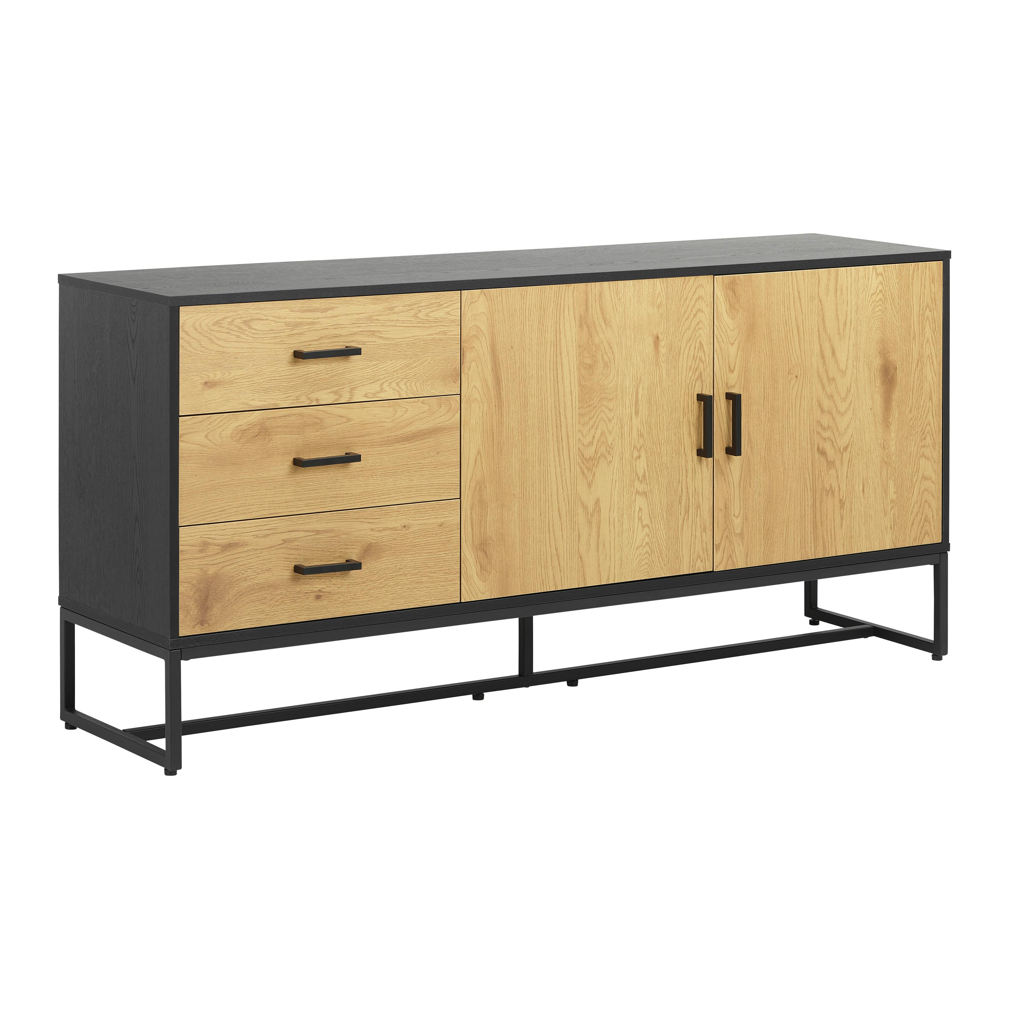 Sideboard Giorgia Eichefarben/Schwarz MDF - Eichefarben/Schwarz, MODERN, Holzwerkstoff/Metall (160/75/40cm) - Bessagi Home