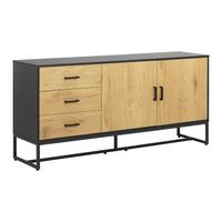 Sideboard Giorgia Eichefarben/Schwarz MDF - Eichefarben/Schwarz, MODERN, Holzwerkstoff/Metall (160/75/40cm) - Bessagi Home