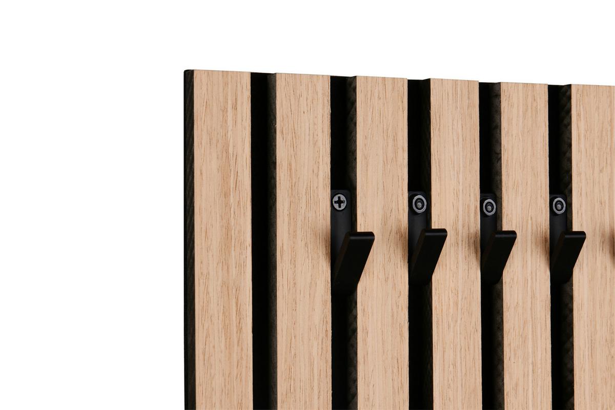 Schlüsselboard Grace Schwarz/Eiche inkl. 5 Haken - Schwarz, MODERN, Holzwerkstoff/Textil (31/20/2cm) - Mömax