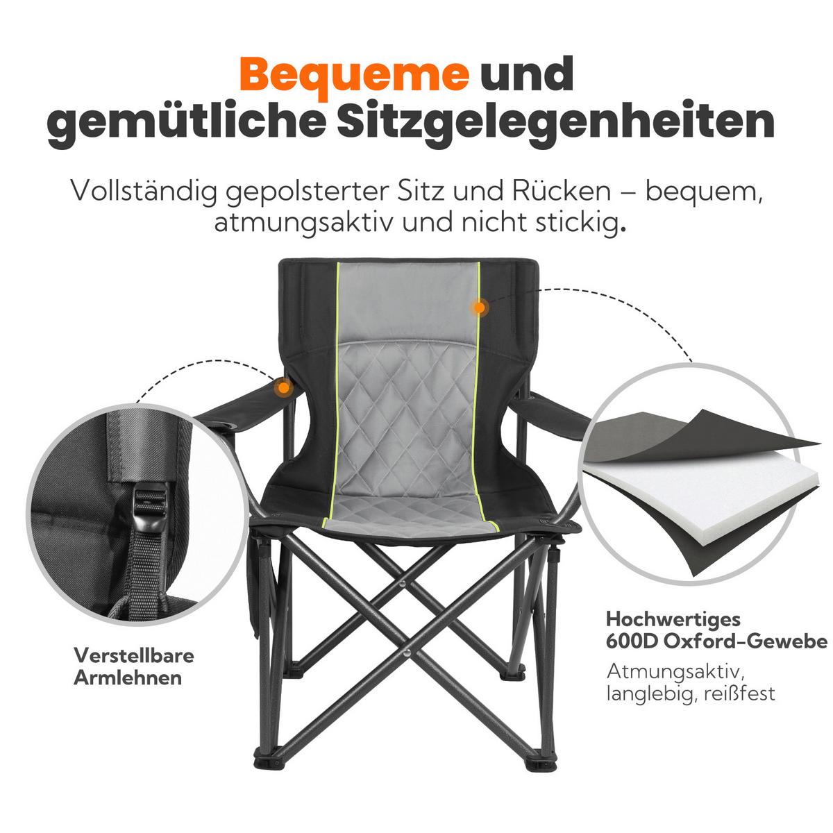 Campingsessel Anthrazit/Graphitfarben - Anthrazit/Graphitfarben, Basics, Textil/Metall (94/54/100cm) - Modante