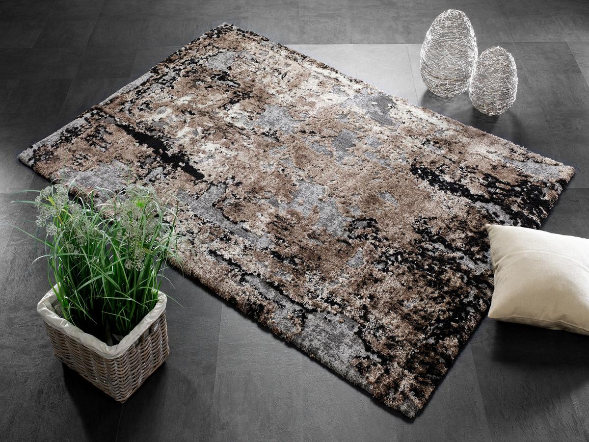Webteppich Timeline Quantum Braun/Beige ca. 65x130cm - Beige/Braun, Design, Textil (65/130cm) - Novel