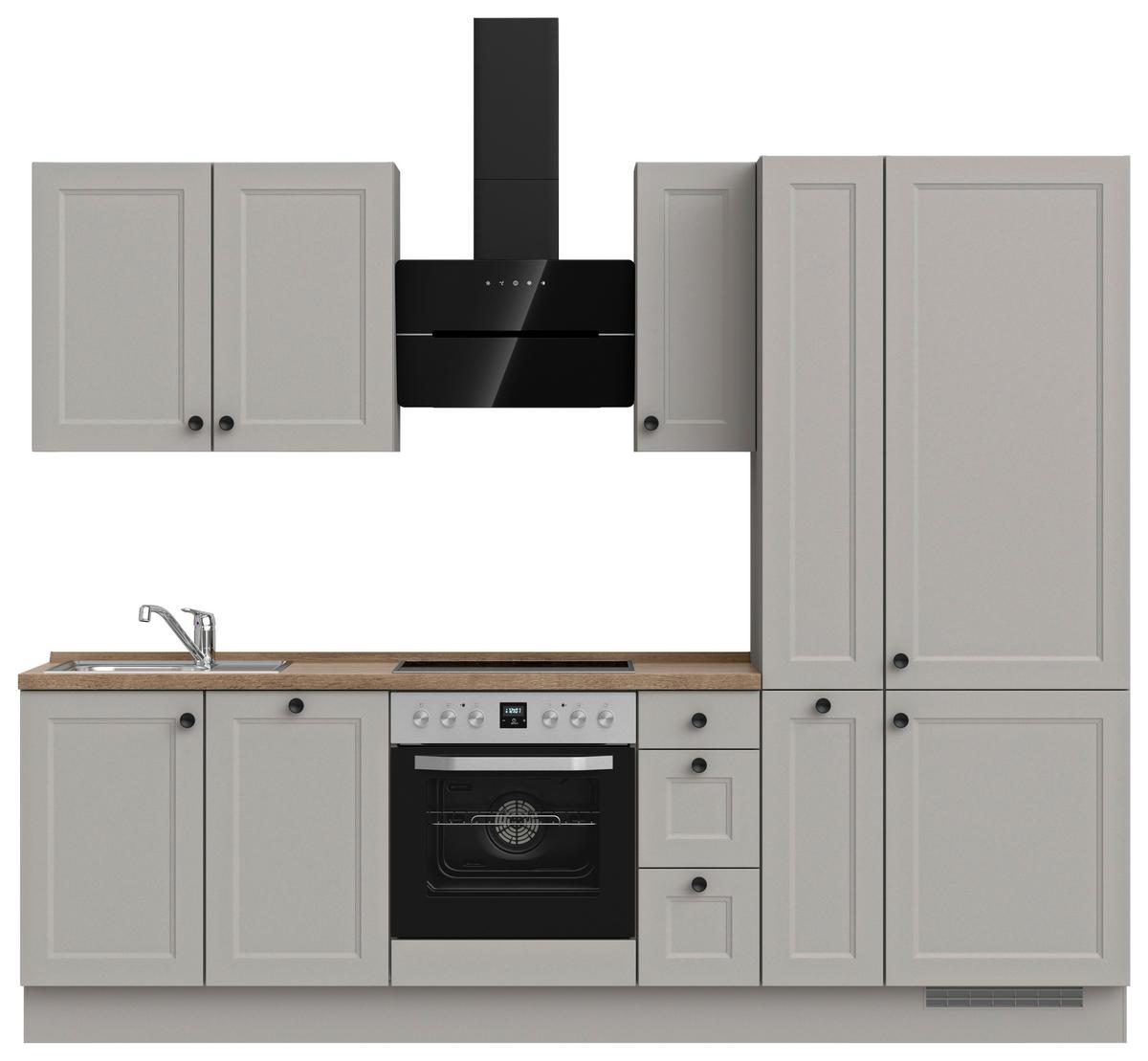 Küchenblock Cascada High m. Geräten Grau - Eiche dunkel/Schwarz, MODERN, Holzwerkstoff/Metall (270cm) - Nobilia