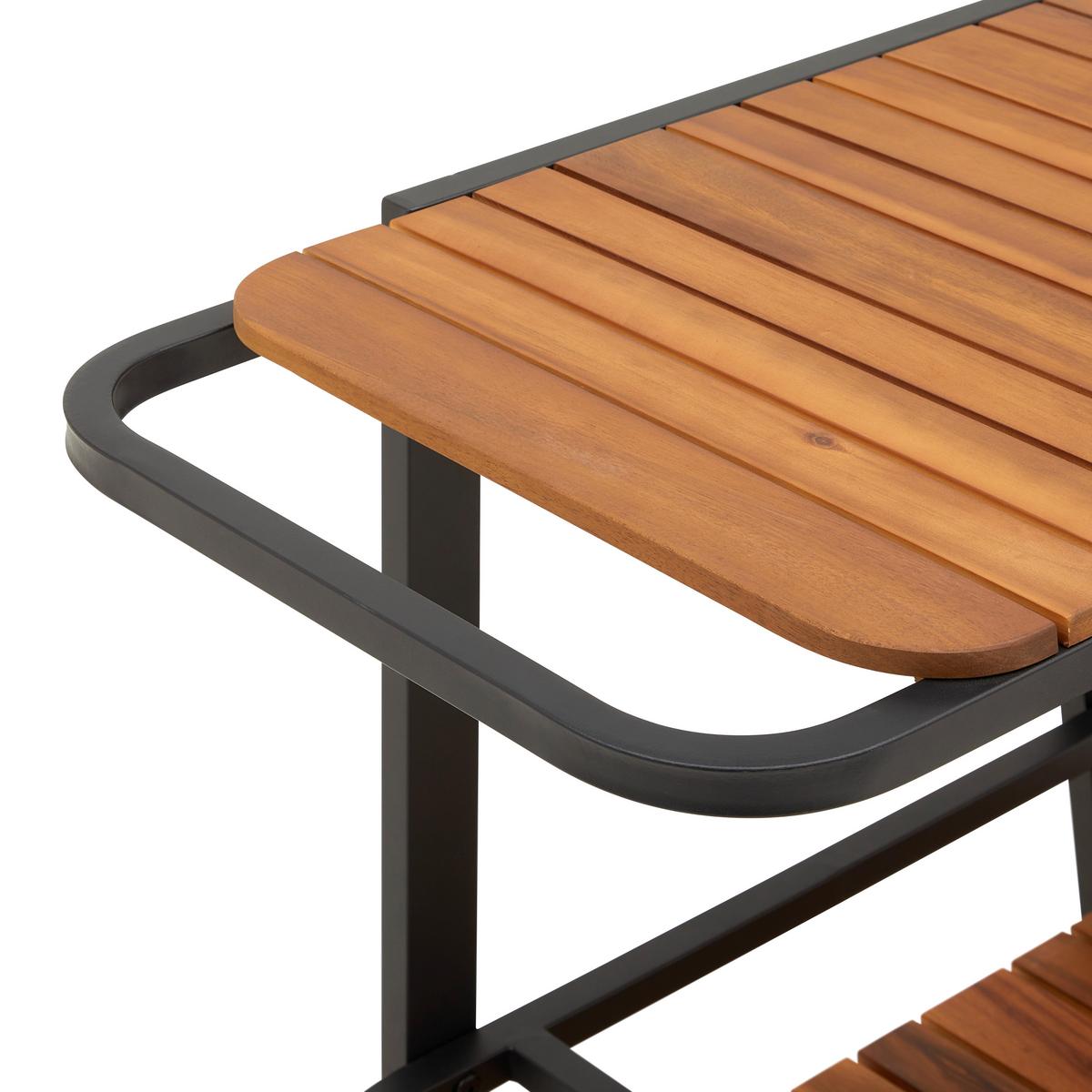 Servierwagen Marlo Schwarz Akazie/Aluminium - Schwarz, MODERN, Holz/Metall (76/77/49cm) - Bessagi Garden