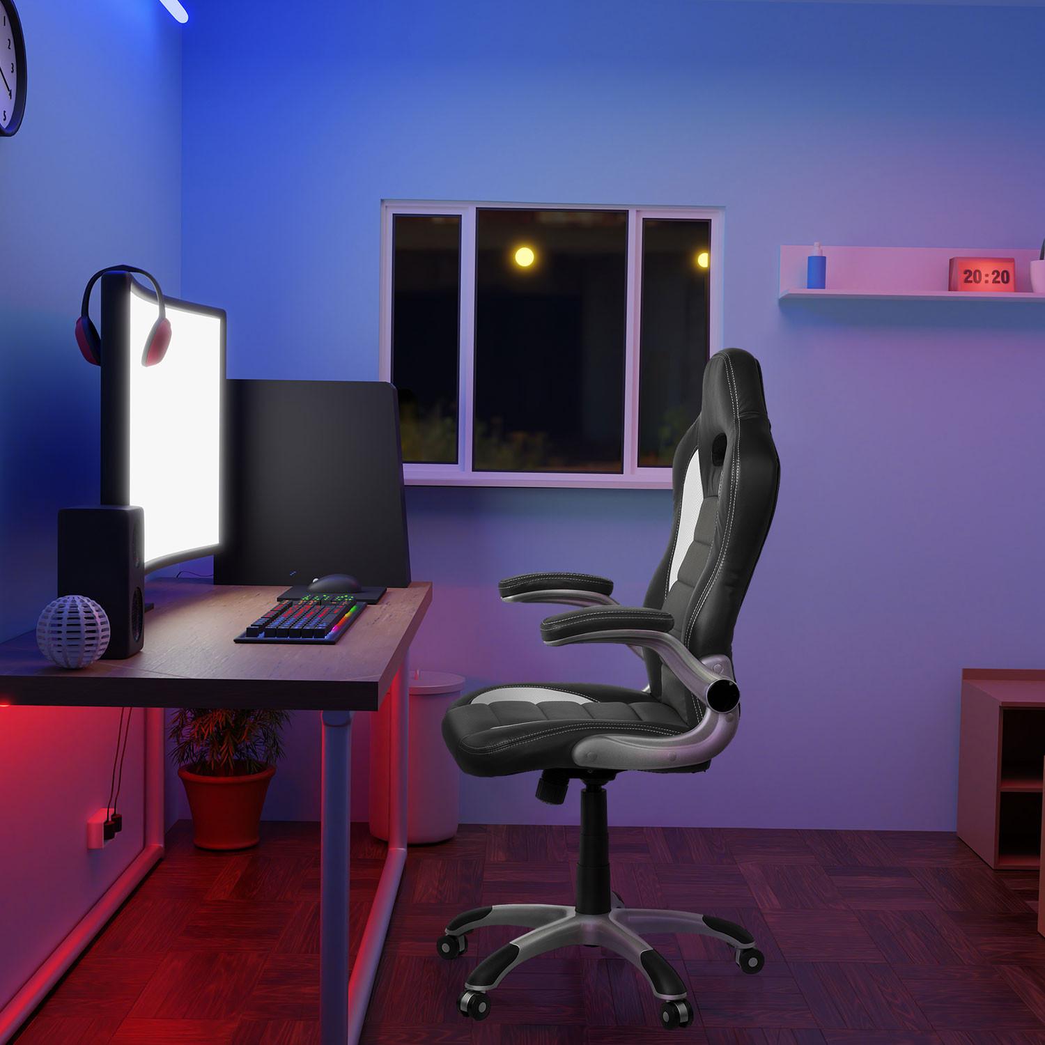 Gaming Stol Game Sport, Črna, Bela, Siva - siva/črna, Moderno, umetna masa/tekstil (64/118/57cm) - MID.YOU