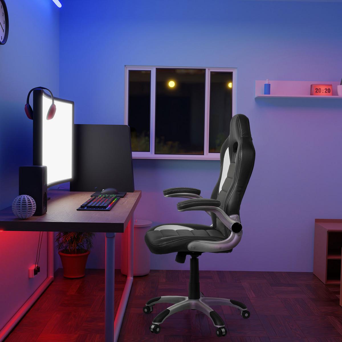 Gaming Stol Game Sport, Črna, Bela, Siva - siva/črna, Moderno, umetna masa/tekstil (64/118/57cm) - MID.YOU