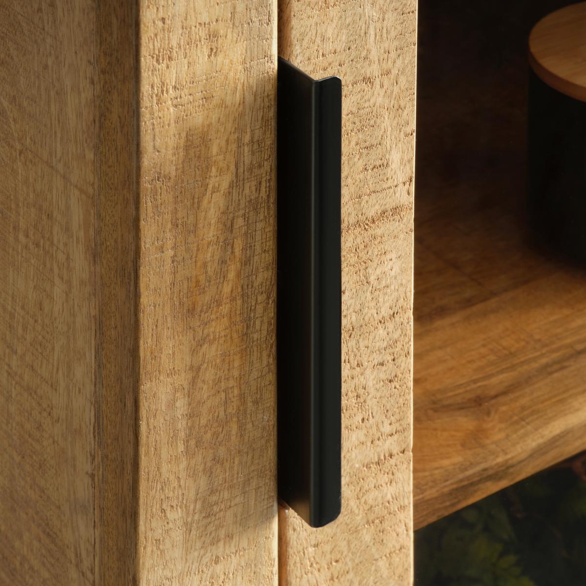 Vitrine Everest in Naturfarben/Schwarz - Schwarz/Naturfarben, Natur, Glas/Holz (60/180/40cm) - Zandiara