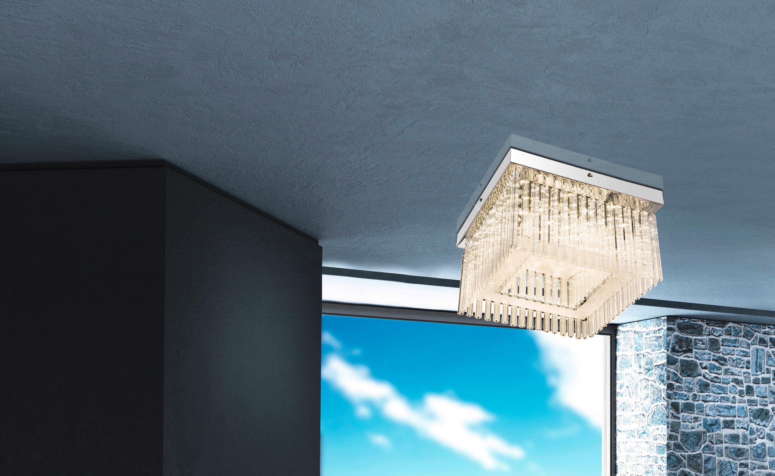 LED-Deckenleuchte Vince Chromfarben max. 21 Watt - Chromfarben, Basics, Glas/Metall (36/36/21.5cm) - Globo