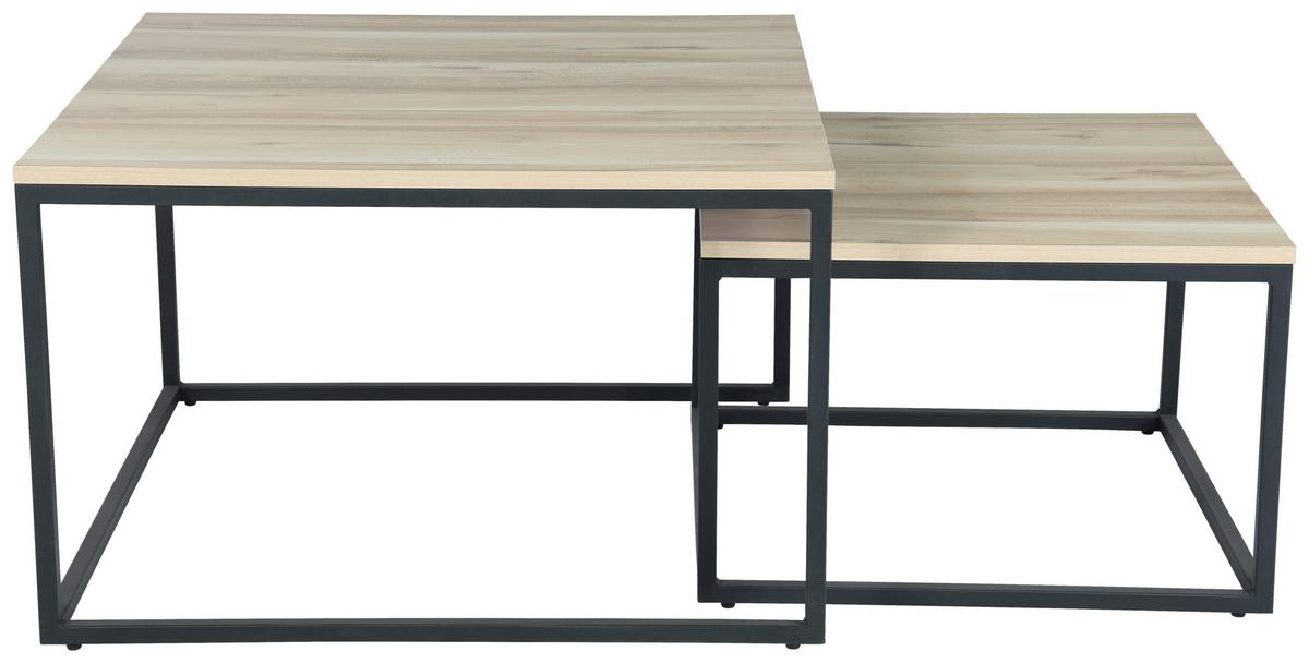 STOLIK KAWOWY CARRARA - kolor dębowy/czarny, Design, materiał drewnopochodny/metal (80/50/80cm) - MID.YOU