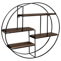 Wandregal in Schwarz ca. 70x70x18 cm - Schwarz, Design, Holz/Metall (70/70/18cm) - MID.YOU
